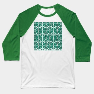 Abstract Tropical Tiles in Green Baseball T-Shirt